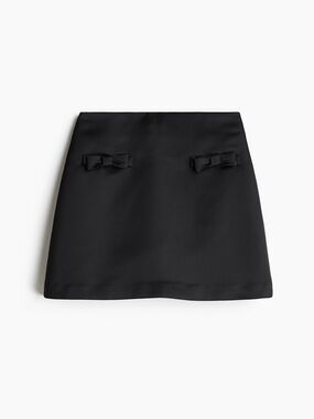H&M BOW-DETAIL SATIN MINI SKIRT